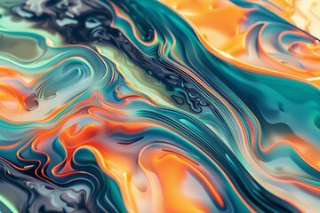 Leinwandbilder - A vibrant and fluid abstract piece characterized by dynamic swirls of blue and orange hues, creating a harmonious blend of colors and a captivating visual rhythm.