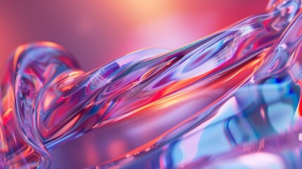 Aufkleber - A mesmerizing fluid-like abstract shape rendered with vibrant colors and beautiful lighting, showcasing a visually engaging blend of hues and reflection effects.