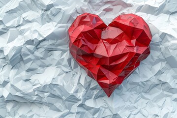 Sticker - Abstract red heart illustration on a textured background symbolizing love and emotion in a modern artistic design