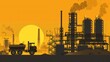 © Matthew - Industrial factory and truck silhouetted against a setting sun