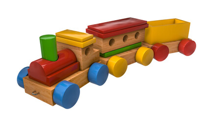 #D wood toy train