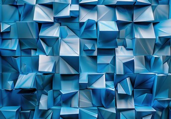 Wall Mural - a wall of blue cubes with a white background
