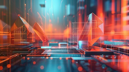 Digital Innovation: Futuristic 3D Rendering of Abstract Web Development Environment