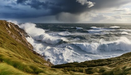 Wall Mural - stormy seascape rough seas with tempestuous sky