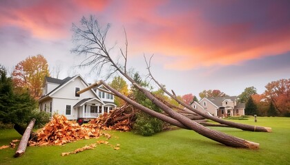 Poster - fallen trees in backyard from tornado in michigan