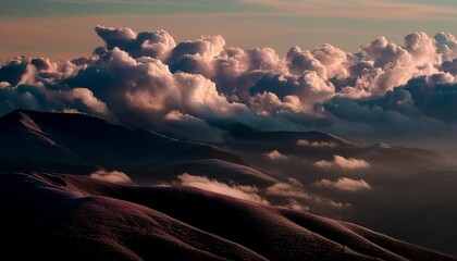 Canvas Print - pastel blue and pink sky and clouds background