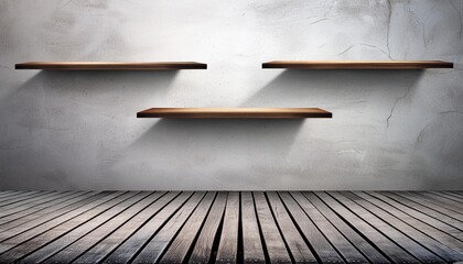 Canvas Print - empty wall shelves on white generative ai