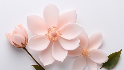 Poster - pastel pink flower on white background