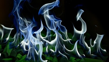 Sticker - enchanting blue and green flames captivate the eye