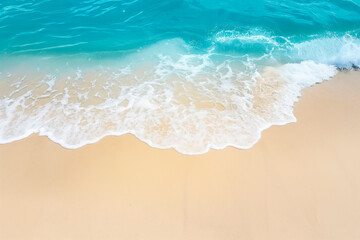 beautiful sandy beach and soft blue ocean wave