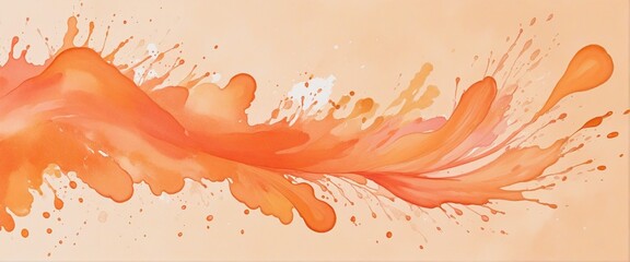 Wall Mural - Vibrant watercolor painting with splashes of peach, apricot, and orange colors - artistic design with transparent watercolor splashes on isolated white background