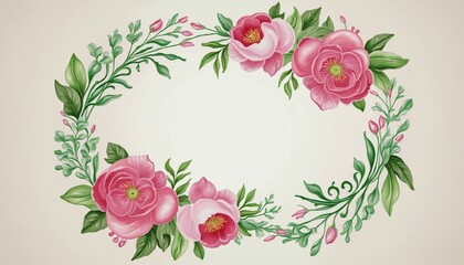 Wall Mural - Romantic Vintage Floral Border Design with Hand-drawn Details