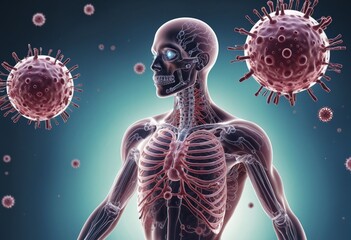 Wall Mural - virus attack on human body, abstract illustration