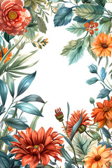 Wall Mural - a painting of flowers and leaves on a white background