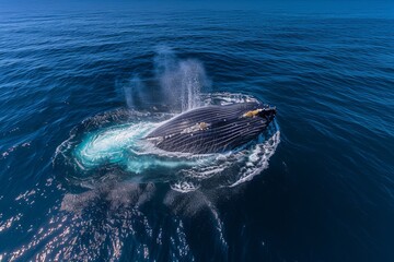 Wall Mural - humpback whale breaching in the ocean