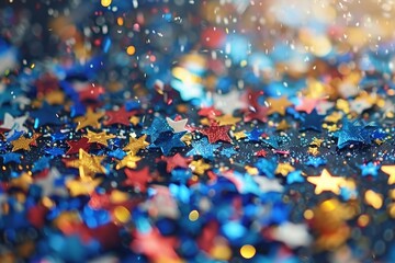 Wall Mural - Sparkling photo of golden confetti symbolizing celebration and festivity