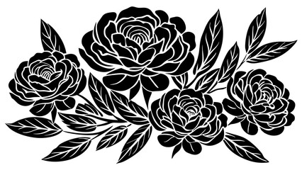 Poster - set of black and white flowers