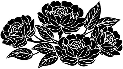 Wall Mural - black and white flowers