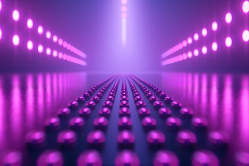 Poster - Futuristic purple neon lit tunnel symbolizing modernity and technological advancement