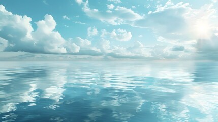 Wall Mural - Tranquil Blue Sky Reflecting on Calm Water.