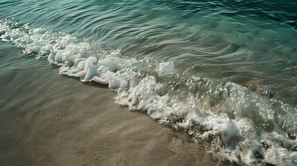 Sticker - Ocean Waves Crashing on Sandy Beach.