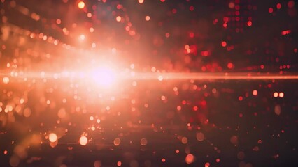 Poster - A digitally generated abstract background featuring a red color palette with glowing lights, creating a sense of depth and movement.