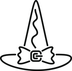 Sticker - Simple line art halloween witch hat with a buckle showing magic