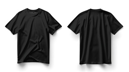 Blank Jersey T Shirt color black template front and back view on white background Generate AI