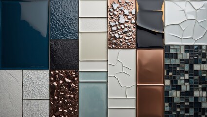 Wall Mural - A display of various tile textures in multiple colors