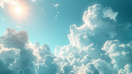 Wall Mural - Pastel-colored sky with soft, fluffy clouds at sunrise, offering a calming and picturesque background texture for tranquil and peaceful designs. , Minimalism,