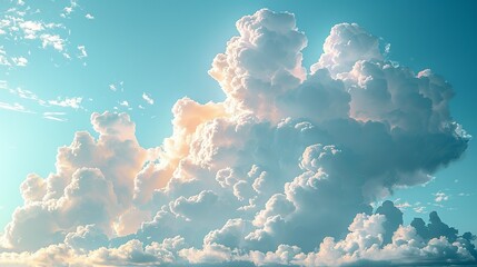 Wall Mural - Pastel-colored sky with soft, fluffy clouds at sunrise, offering a calming and picturesque background texture for tranquil and peaceful designs. , Minimalism,