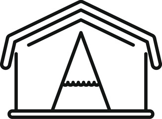 Sticker - Line art icon of a tent with awning, perfect for representing camping and outdoor adventures