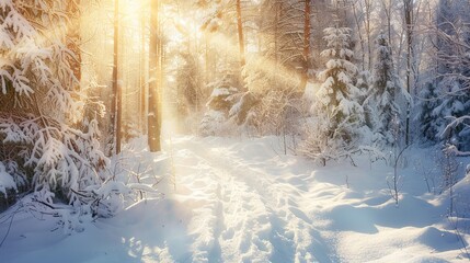 Poster - Snowy Forest Path