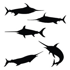 Wall Mural - Swordfish Silhouette Vector Illustration Bundle