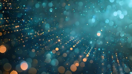 Fototapete - A digital abstract background featuring blurry blue and gold lights scattered across a dark blue canvas.