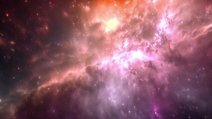 Poster - This nebula with vibrant pink and red colors. Space background. Galaxy
