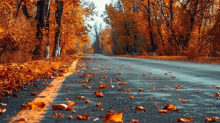 Sticker - Autumn Road Through Golden Trees