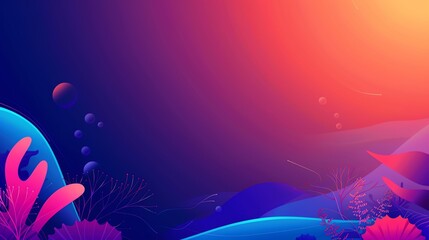 Coral reef minimalist background with space above for text flat design side view tropical theme animation Splitcomplementary color scheme