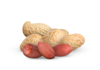 Wall Mural - Heap of peanuts isolated on white. Natural product