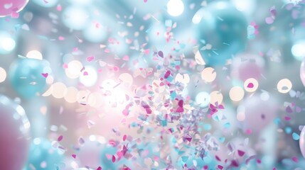 Wall Mural - a colorful, glittery background with pink, blue, and white balloons