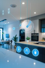 Smart home automation system in modern kitchen