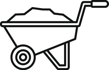 Sticker - Construction wheelbarrow carrying building materials line icon representing construction and building work