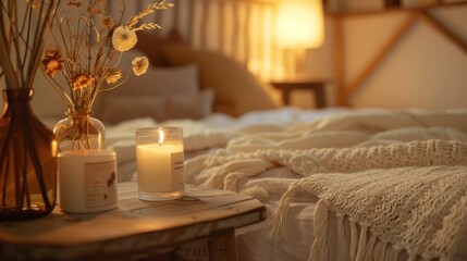 Canvas Print - Cozy Candlelit Bedroom