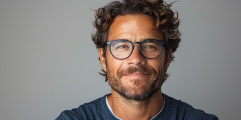 man with glasses and beard smiling, ai