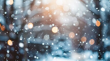 Poster - Winter Wonderland: Snowfall in a Bokeh Forest