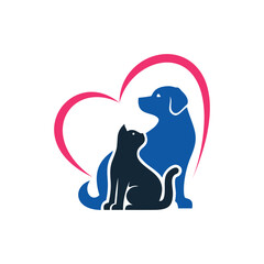 Poster - pet care logo design vector icon template