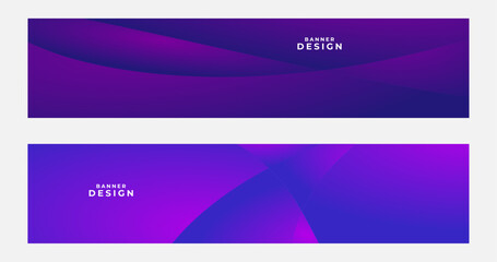 Wall Mural - set of purple banners with abstract gradient background with curve