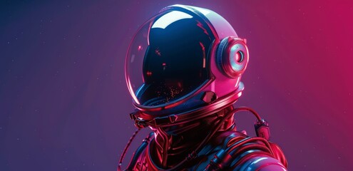 Wall Mural - Two Astronauts in Space Suits Against a Blue Sky Background