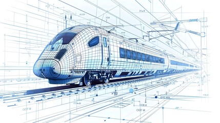 Wall Mural - Digital Blueprint of High Speed Train Structural Components