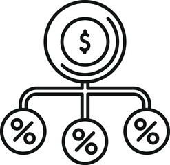 Wall Mural - money distribution system showing percentages with dollar sign icon